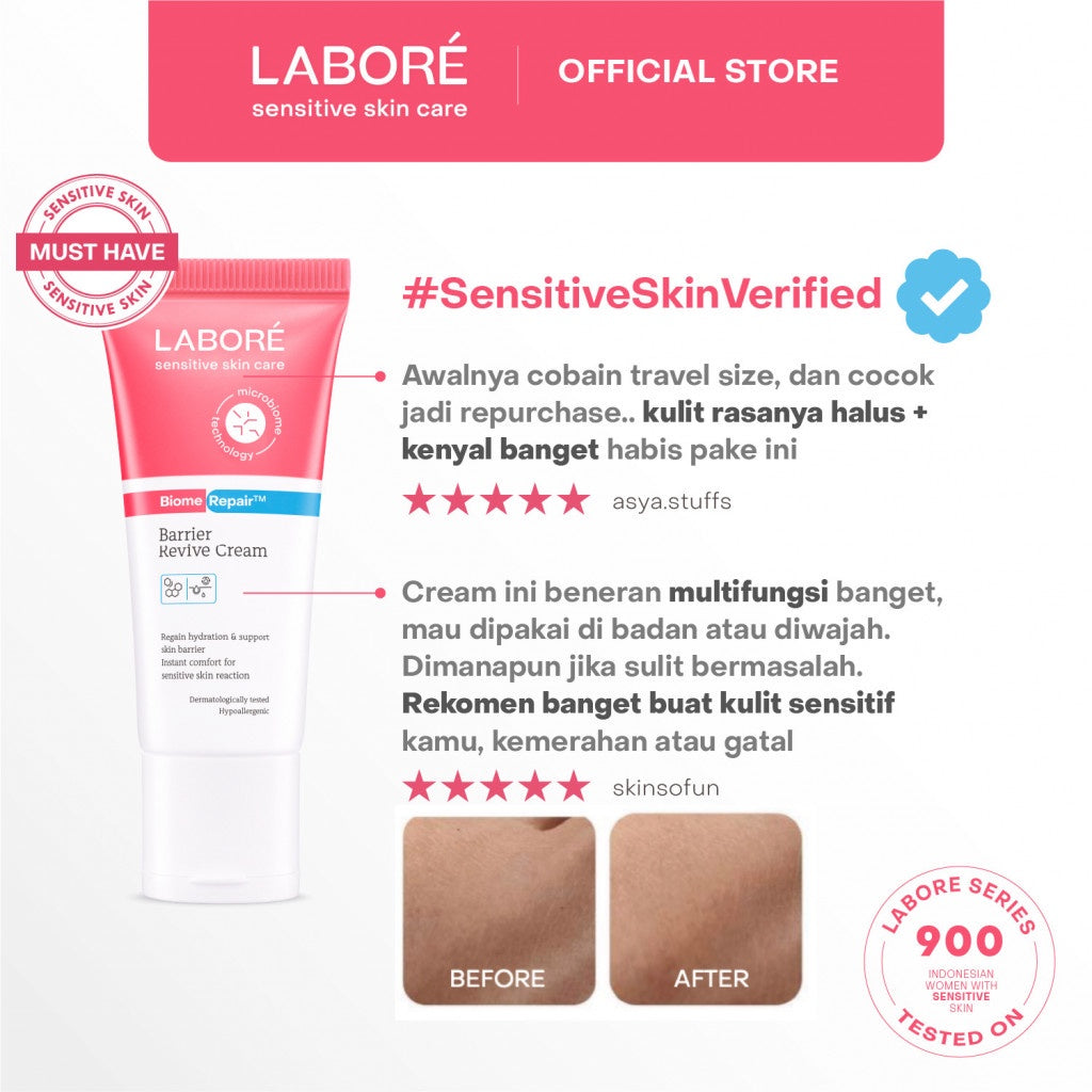 Labore BiomeRepair Barrier Revive Cream Travel Size 10ml - Moisturizer dan Pelembab Wajah Kulit Sensitif