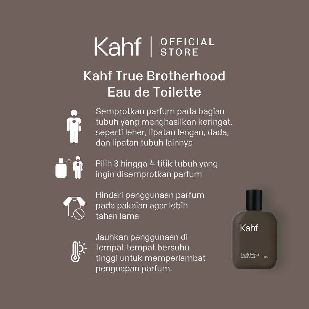 Kahf True Brotherhood Eau De Toilette 35 ml Long-Lasting Fragrance (EDT) - Perfume Scent Inspired by Nature (Cinnamon, Citrus, Tonka Beans, Lavender)  - Wangi Tahan Lama - Masculine Scent  香水