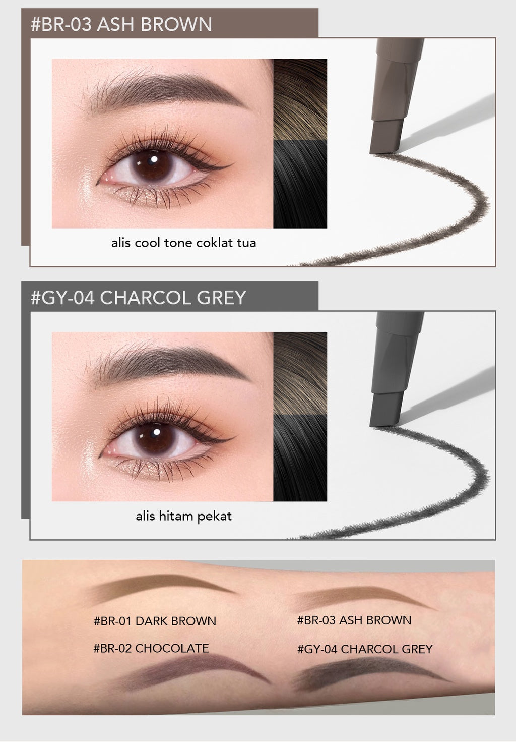 YOU Teardrop Brow Definer Pensil Alis Waterproof Pigmented Tahan Lama Makeup Mata