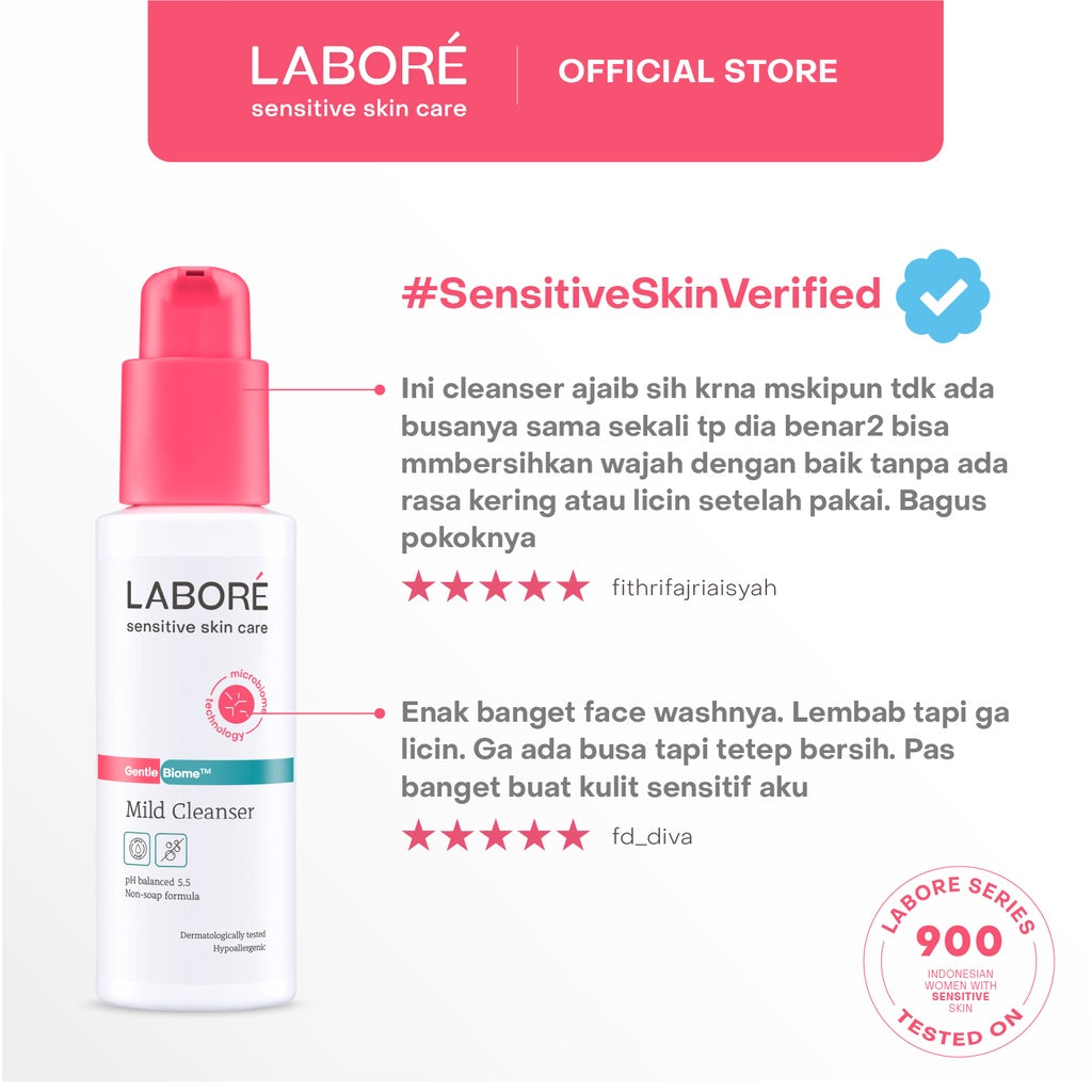 Labore Sensitive Skin Care GentleBiome Mild Cleanser 225 ml - Pembersih Wajah - Lembut - Cocok untuk Kulit Sensitif - Melembabkan
