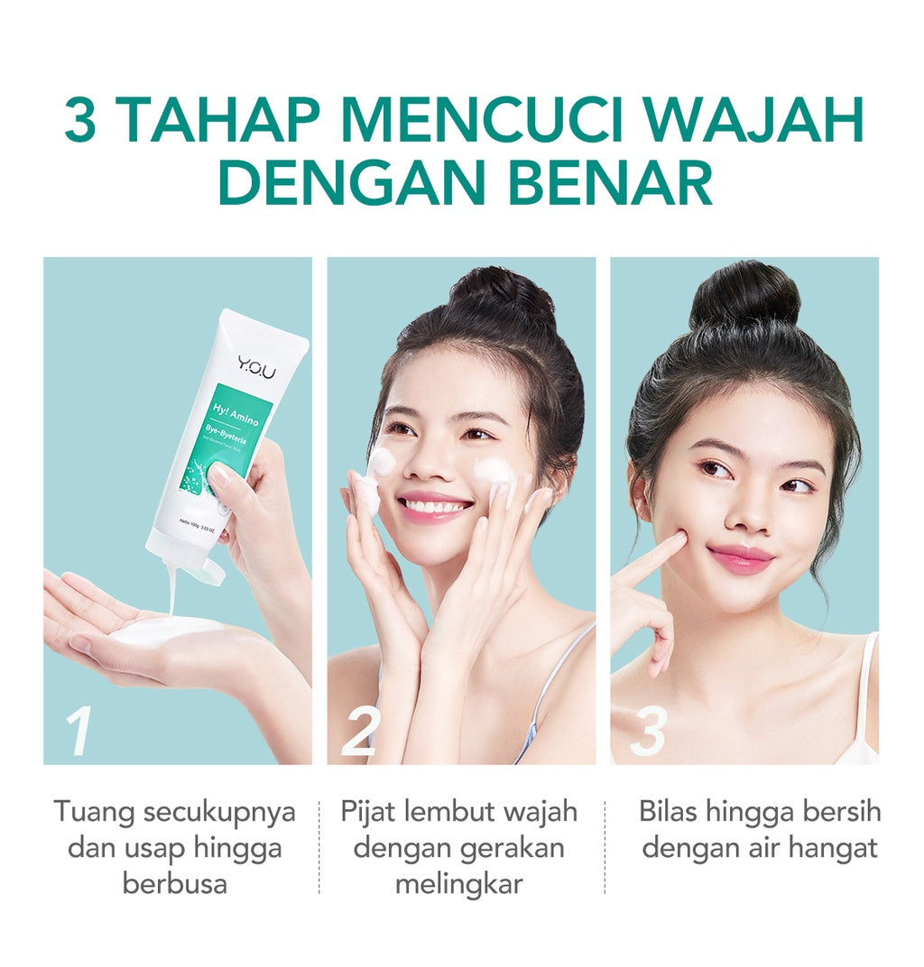 YOU Hy! Amino Bye-Byeteria Anti Bacterial Facial Wash Sabun Pembersih Wajah Hyaluronic Acid