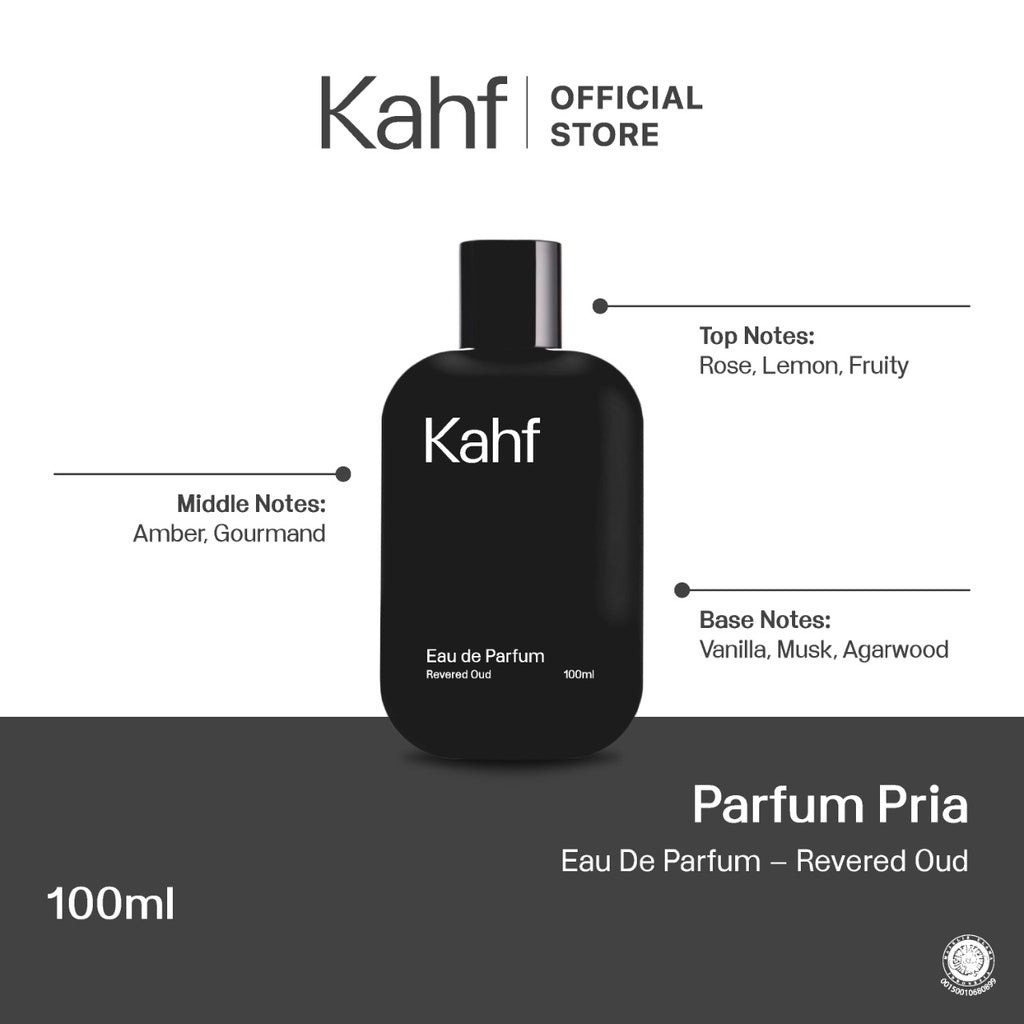 Kahf Revered Oud Eau de Parfum 100 ml Long-Lasting Fragrance (EDP) - Oud and Amber Scent  - Wangi Tahan Lama - Luxury Scent 香水