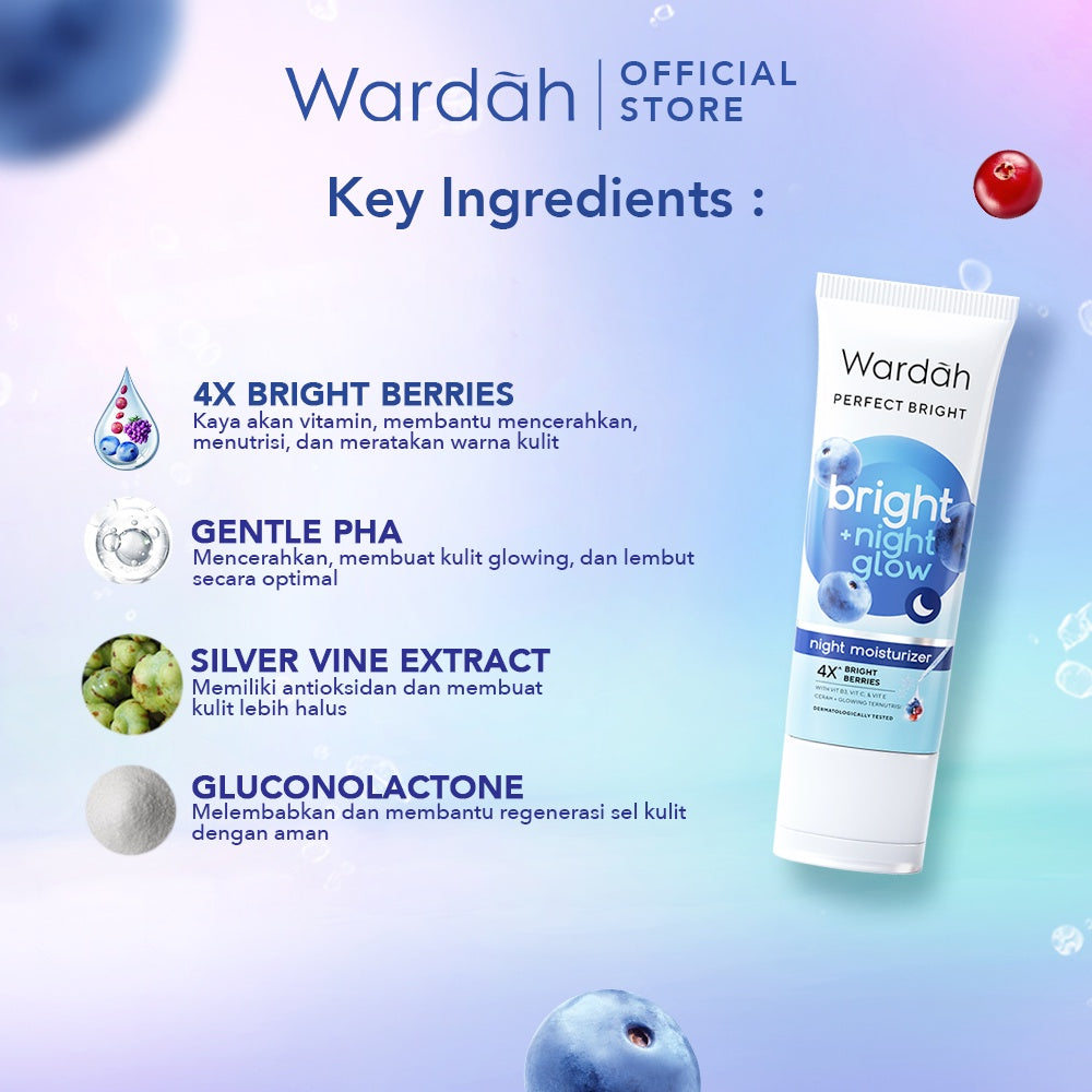 WARDAH Perfect Bright Bright + Night Glow Night Moisturizer 20 ml - Skincare