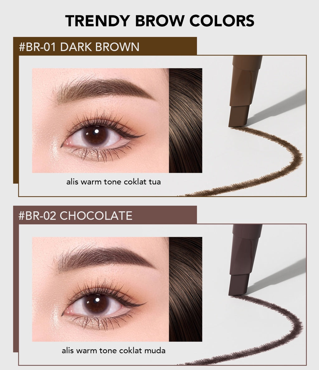 YOU Teardrop Brow Definer Pensil Alis Waterproof Pigmented Tahan Lama Makeup Mata
