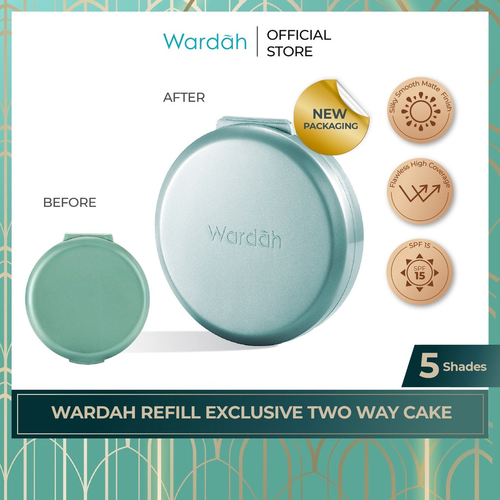 WARDAH Refill Exclusive Two Way Cake - Bedak Dengan Tingkat Coverage Tinggi Yang Halus dan Tahan Lama - Dilengkapi SPF 15 PA - Hasil Akhir Natural Flawless - Makeup - Cocok Dipakai dengan Cushion
