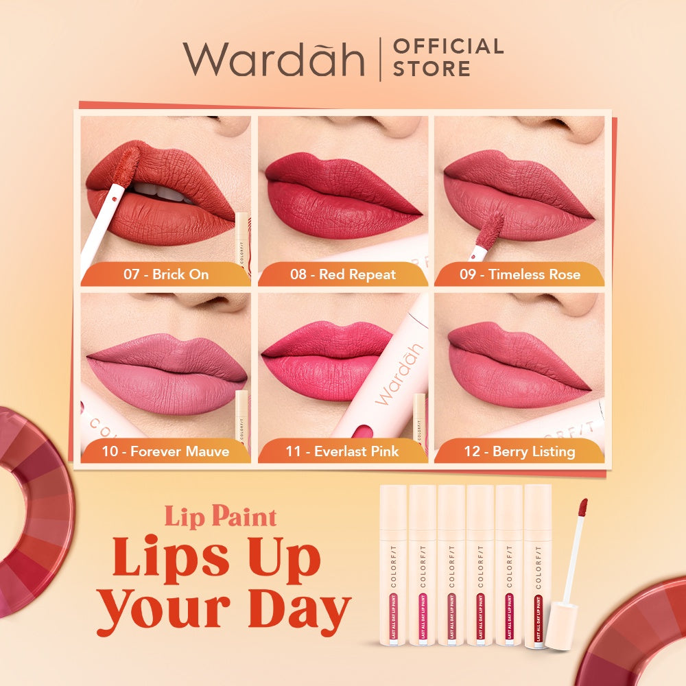 [LIP MATTE TAHAN LAMA] WARDAH Colorfit Last All Day Lip Paint 4 gr (Shade 1-12) Tahan Lama Hingga 12 Jam - Transferproof dengan One Swipe Coverage - Warna Intense - Lipstik Tahan Air dan Minyak - Liptint Anak Sekolah - Liptint - Makeup