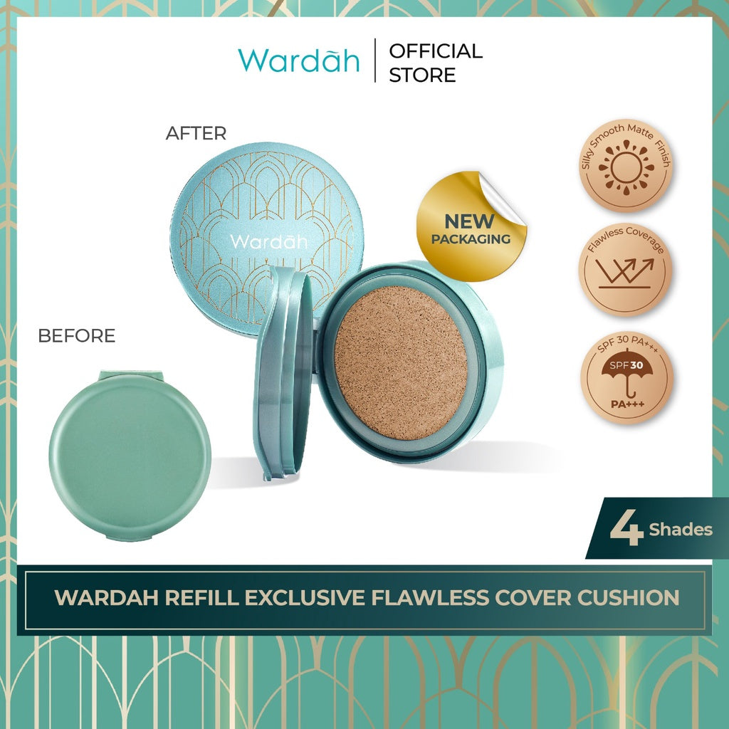 WARDAH Refill Exclusive Flawless Cover Cushion - Long Lasting Makeup - Tahan Lama dengan Bedak