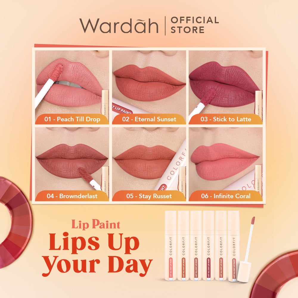 [LIP MATTE TAHAN LAMA] WARDAH Colorfit Last All Day Lip Paint 4 gr (Shade 1-12) Tahan Lama Hingga 12 Jam - Transferproof dengan One Swipe Coverage - Warna Intense - Lipstik Tahan Air dan Minyak - Liptint Anak Sekolah - Liptint - Makeup