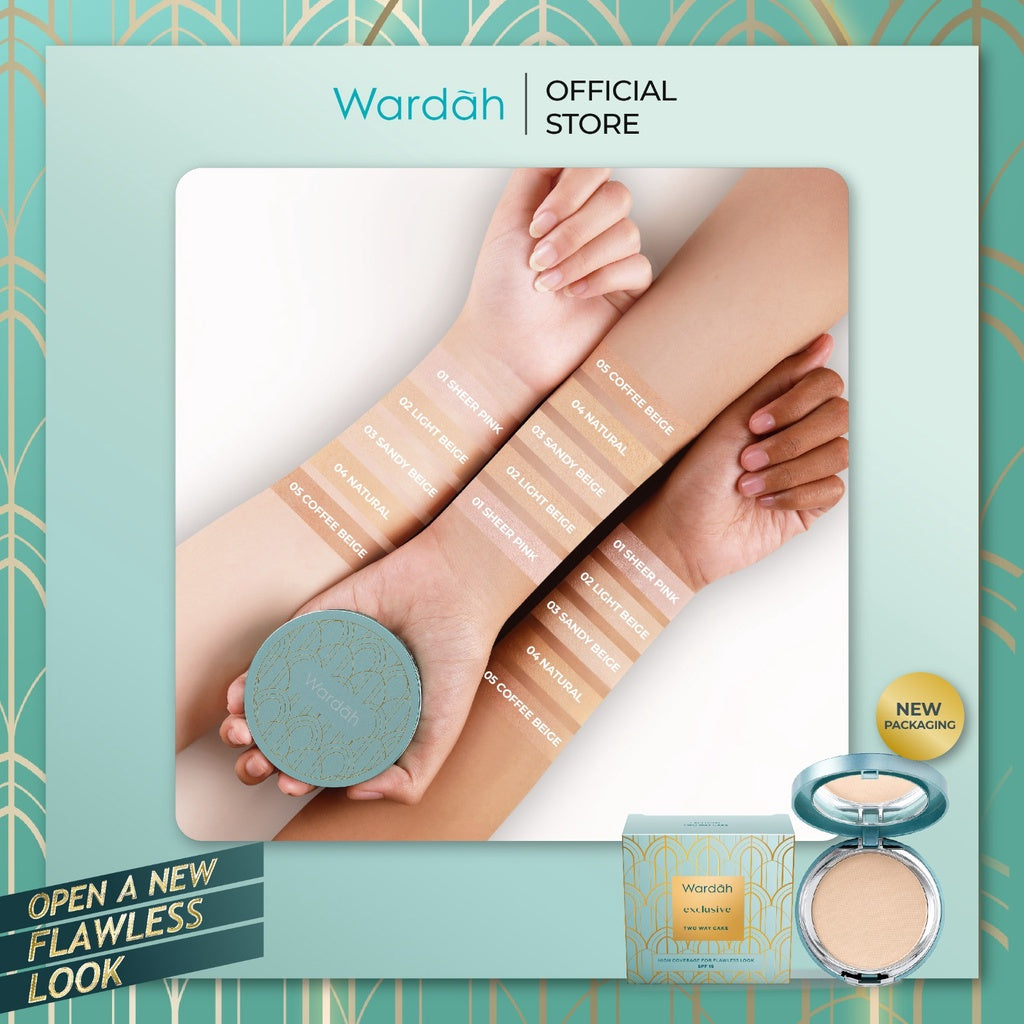 WARDAH Exclusive Two Way Cake - Bedak Dengan Tingkat Coverage Tinggi Yang Halus dan Tahan Lama - Long Lasting - Dilengkapi SPF 15 PA Hasil Akhir Natural Flawless-Makeup - Cocok Dipakai dengan Cushion