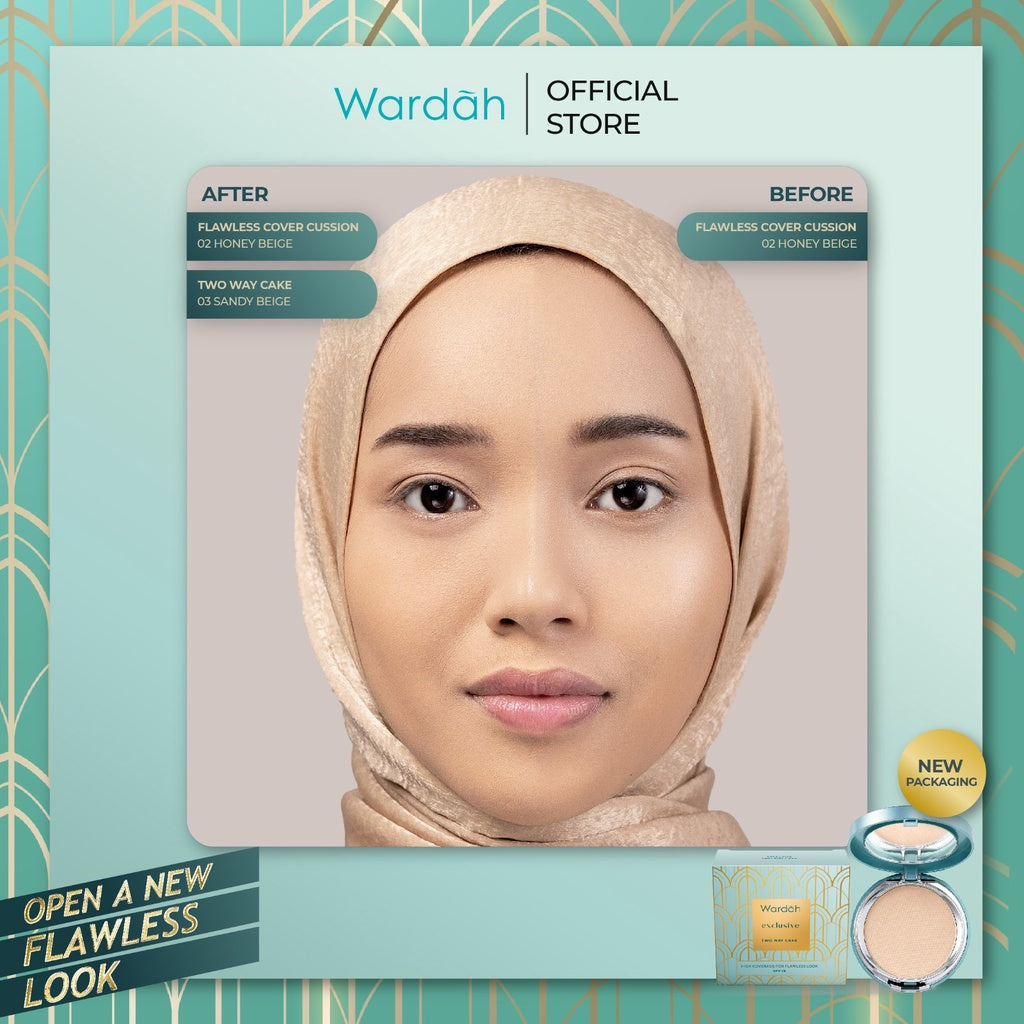 WARDAH Exclusive Flawless Cover Cushion - Alas Bedak dengan Hasil Matte Flawless dan Tahan Lama Hingga 10 Jam - Dilengkapi SPF 30 PA+++ - Dapat Menutupi Bekas Jerawat - Makeup