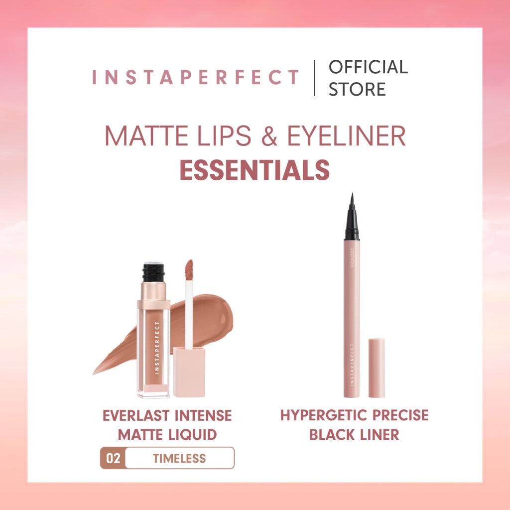 Instaperfect Matte Lips & Eyeliner Essentials Bundle (Everlast Intense Matte Liquid + Hypergetic Precise Black Liner)