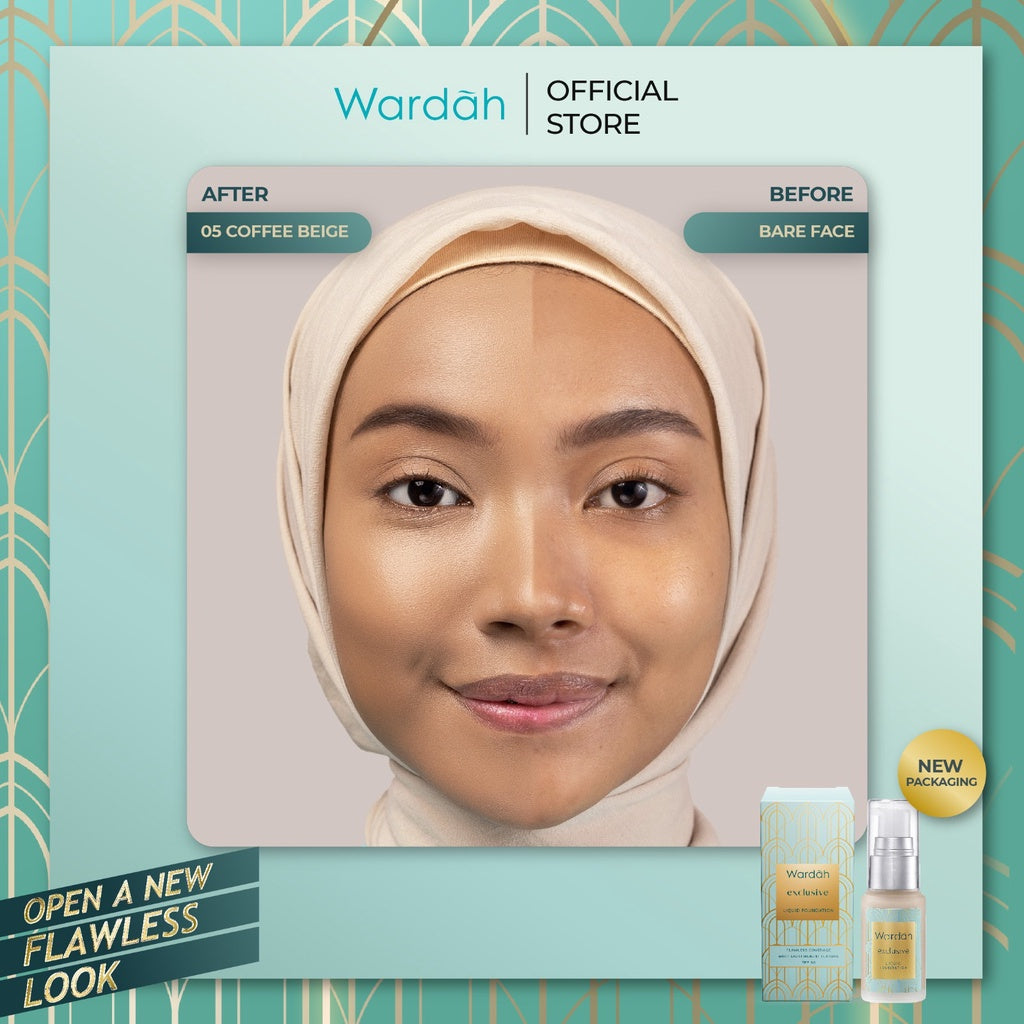 WARDAH Exclusive Liquid Foundation - Foundation Matte Yang Tahan Lama Hingga 8 Jam - Alas Bedak dengan SPF 30 - Hasil Akhir Flawless dan Smooth Matte - Makeup