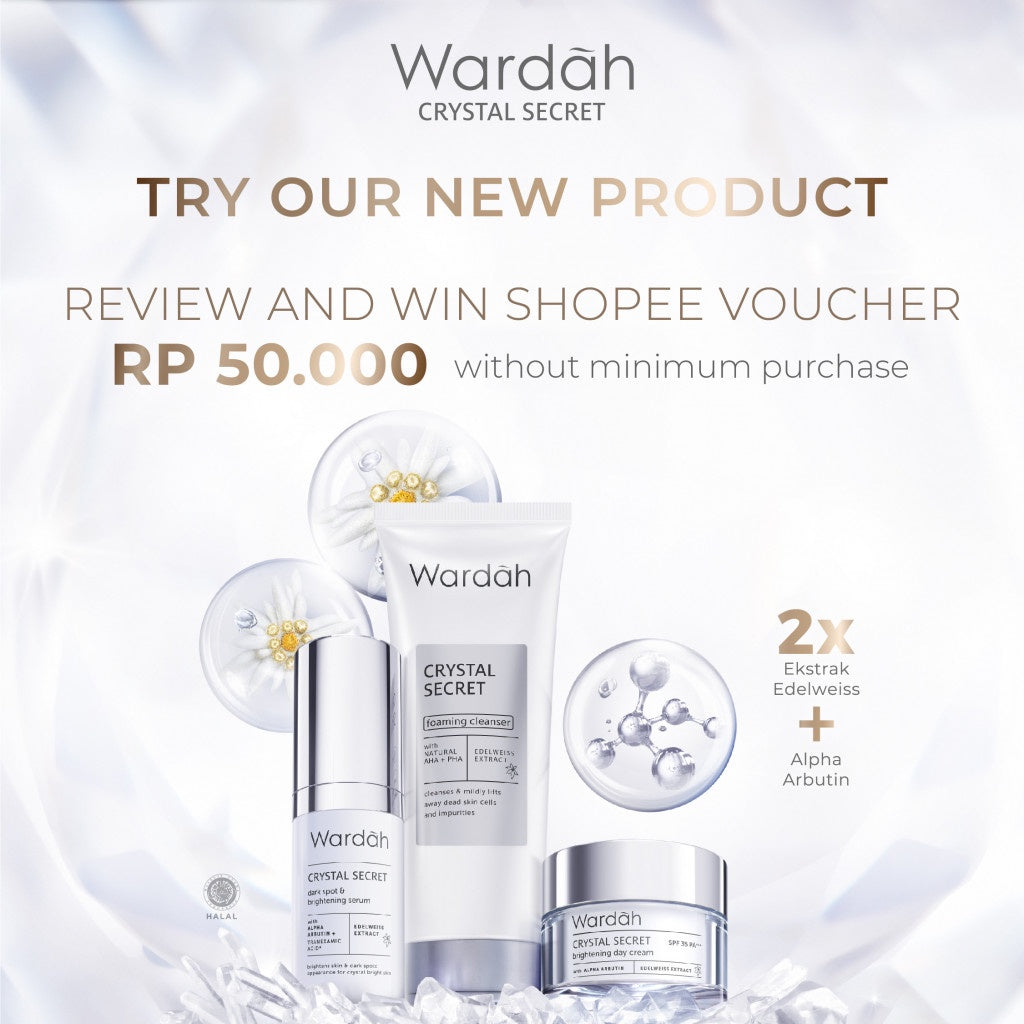 WARDAH Crystal Secret Micellar Cleansing Gel 95 ml - Micellar untuk kulit berminyak - Pembersih Muka dengan Extract Edelweiss - Mencerahkan dan Menyamarkan Flek Hitam - Skincare