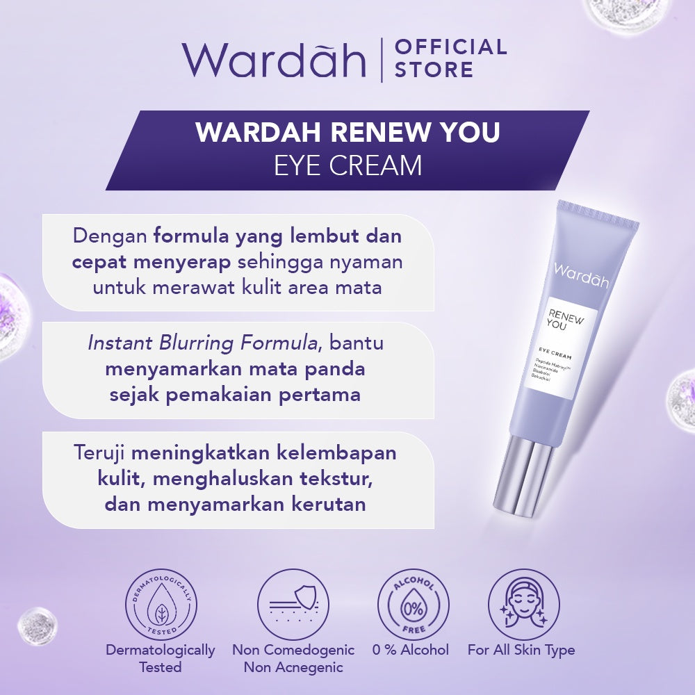 WARDAH Renew You Anti Aging Eye Cream 10 ml - Krim Mata Anti Aging dengan Apple PhytoCell Extrac - Skincare