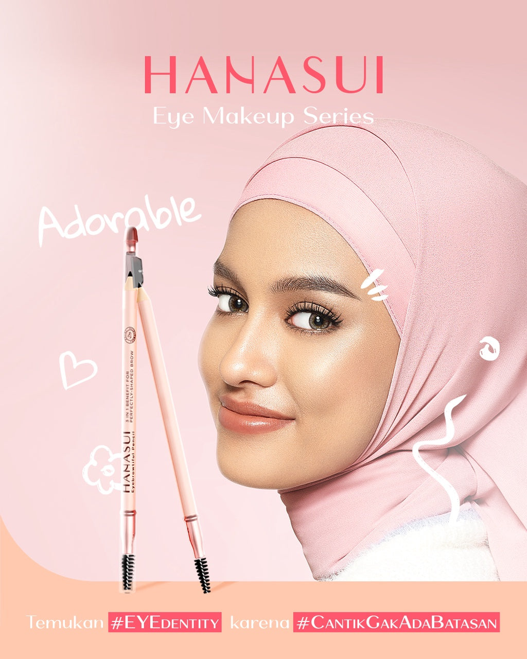 Hanasui Eyebrowtiful Pencil - 3 In 1 Eyebrow Pencil Waterproof 3 Varian Longlasting and Easy to Apply
