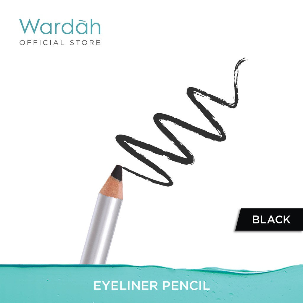 Wardah Eye Liner - Waterproof, dan Warna Hitam Intense - Tekstur Lembut Dengan Aplikator Presisi Mudah Digunakan - Tahan Lama Cocok Untuk Garis dalam Mata