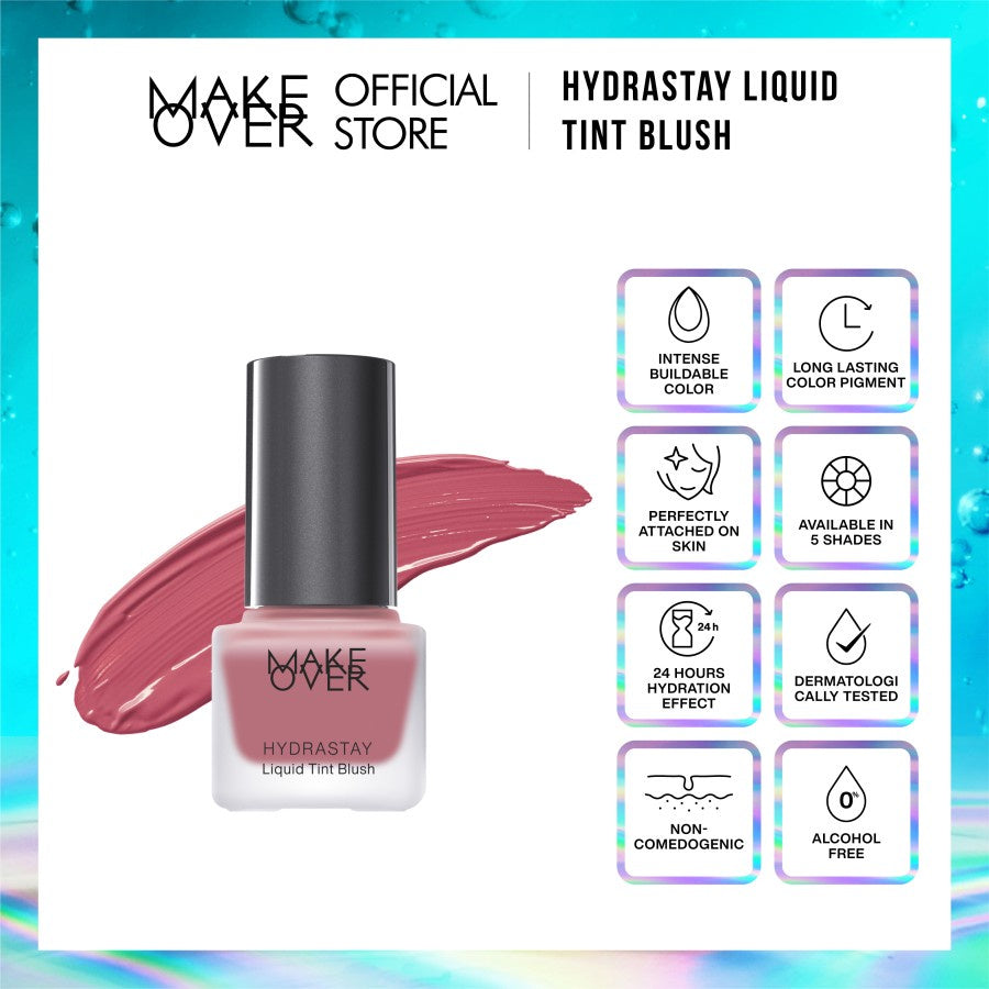 [SPECIAL 11.11] MAKE OVER Hydrastay Liquid Tint Blush - Blush On Intense Cream Blush Blendable Hasil Natural Lembab Hydrating Tampilan Segar Fresh Merona Tahan Lama BEST SELLER Cheek Blush Blushon Liquid Blush Lebaran Raya