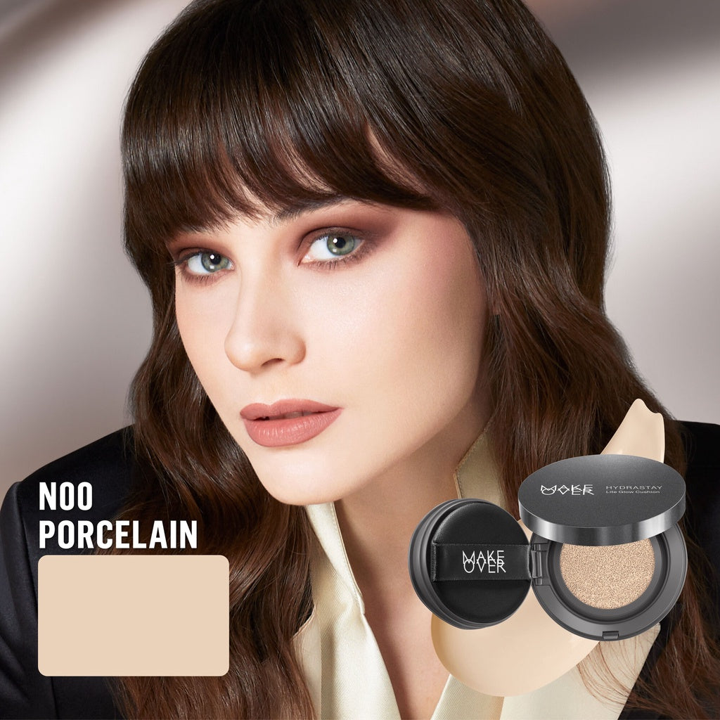 MAKE OVER Hydrastay Lite Glow Cushion 15 g - Cushion atau Foundation Compact untuk Dry Skin atau Kulit Kering BEST SELLER High Coverage Concealer Foundation Make Up Makeup