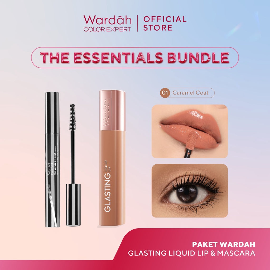 [BUNDLE] WARDAH Paket Glasting Liquid Lip  + Volume Expert Mascara - Makeup