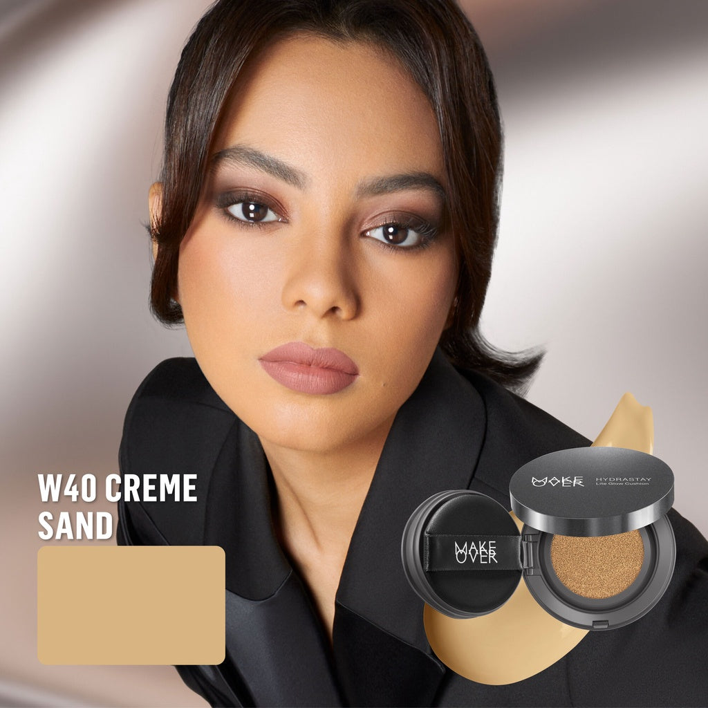 MAKE OVER Hydrastay Lite Glow Cushion 15 g - Cushion atau Foundation Compact untuk Dry Skin atau Kulit Kering BEST SELLER High Coverage Concealer Foundation Make Up Makeup