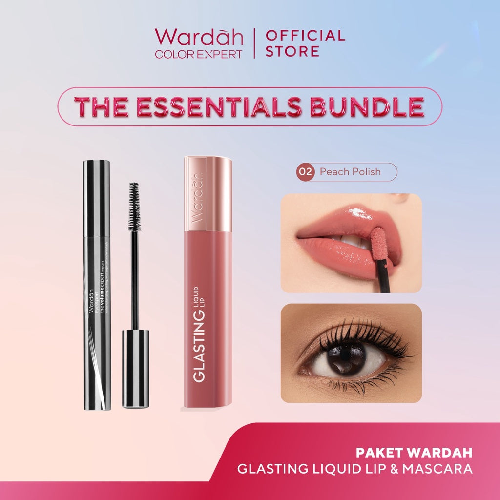 [BUNDLE] WARDAH Paket Glasting Liquid Lip  + Volume Expert Mascara - Makeup