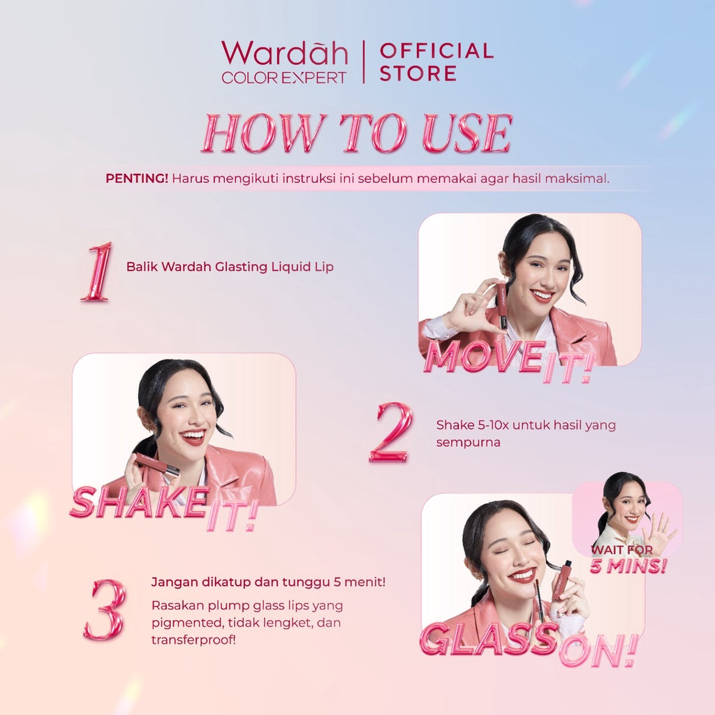 [BUNDLE] WARDAH Paket Glasting Liquid Lip  + Volume Expert Mascara - Makeup