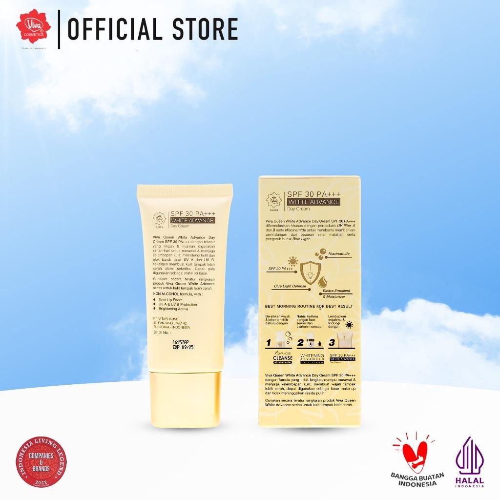 Viva Queen White Advance Day Sunscreen Cream SPF 30 PA+++ | Niacinamide + Blue Light Protection
