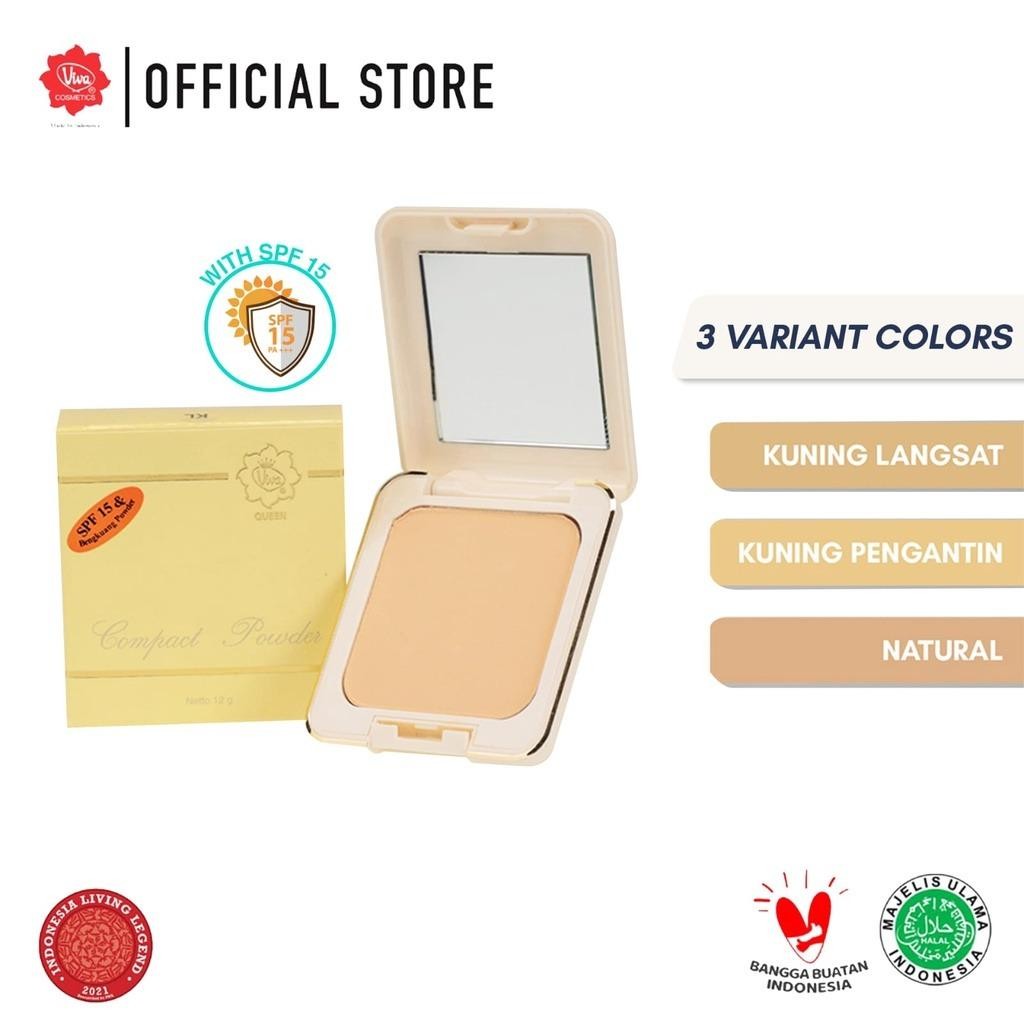 Viva Queen Compact Powder SPF15 – Brightening & Glowing Finish | 3 Shades: Langsat, Pengantin, Natural