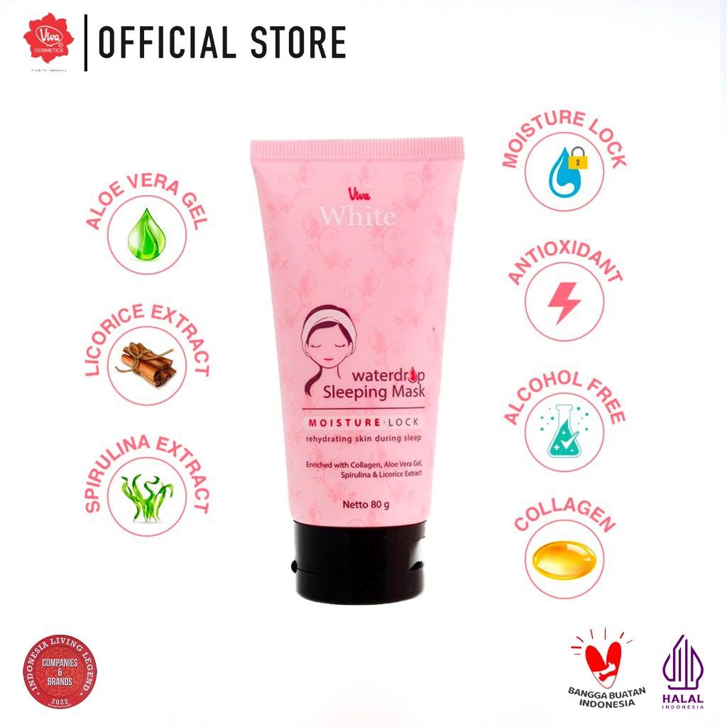 Viva White Waterdrop Sleeping Mask with Collagen, Aloe Vera Gel, Extract Spirulina & Licorice - 80gr - (2 pcs)