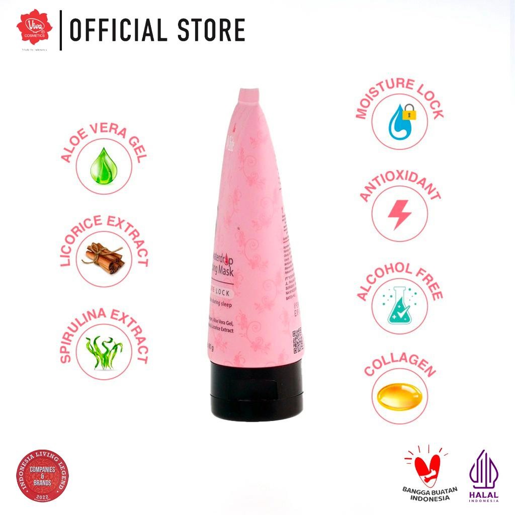 Viva White Waterdrop Sleeping Mask with Collagen, Aloe Vera Gel, Extract Spirulina & Licorice - 80gr - (2 pcs)