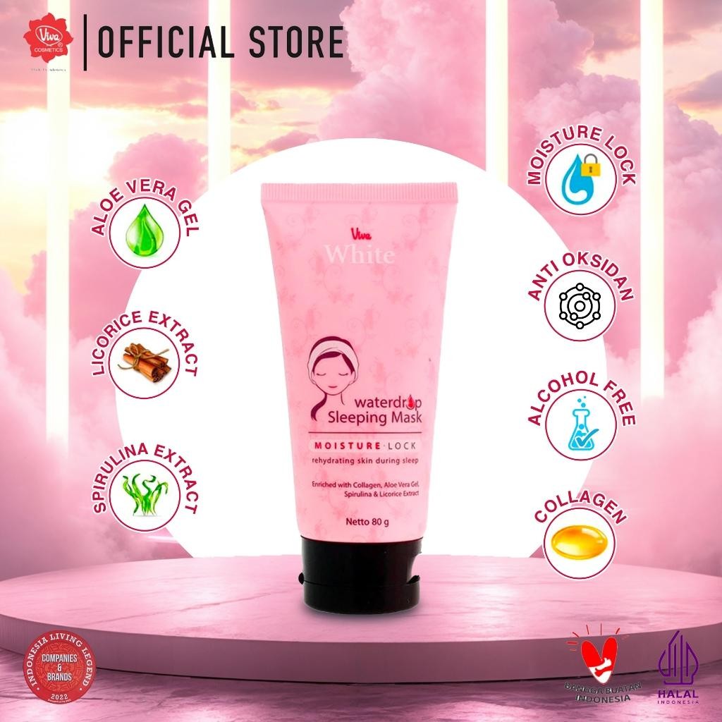 Viva White Waterdrop Sleeping Mask 80g – Hydrating Mask with Collagen, Aloe & Licorice