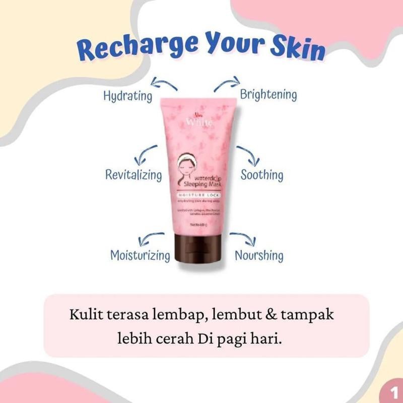 Viva White Waterdrop Sleeping Mask with Collagen, Aloe Vera Gel, Extract Spirulina & Licorice - 80gr - (2 pcs)