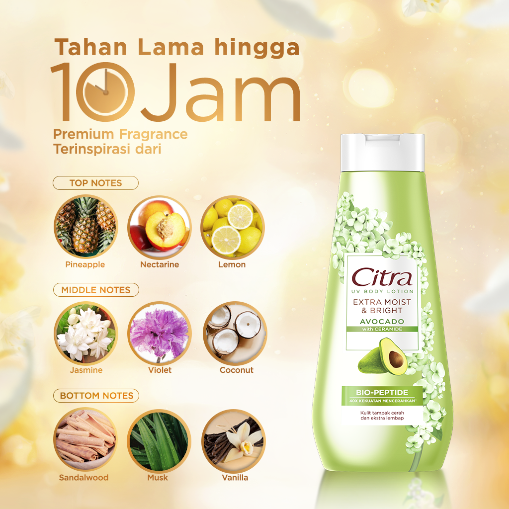 Citra UV Body Lotion Extra Moist & Bright Avocado 210ML - Mencerahkan dan Melembapkan