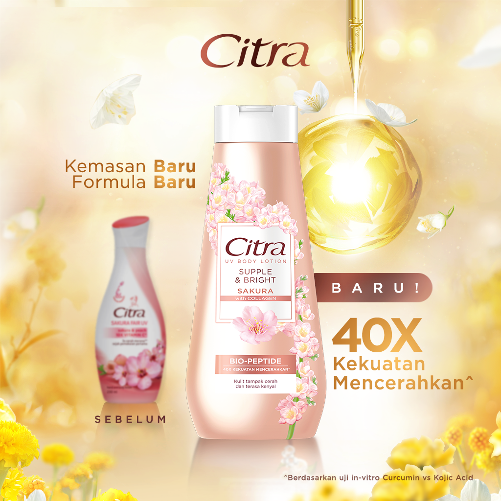 Citra UV Body Lotion Supple & Bright Sakura 210ML - Mencerahkan dan Kenyal