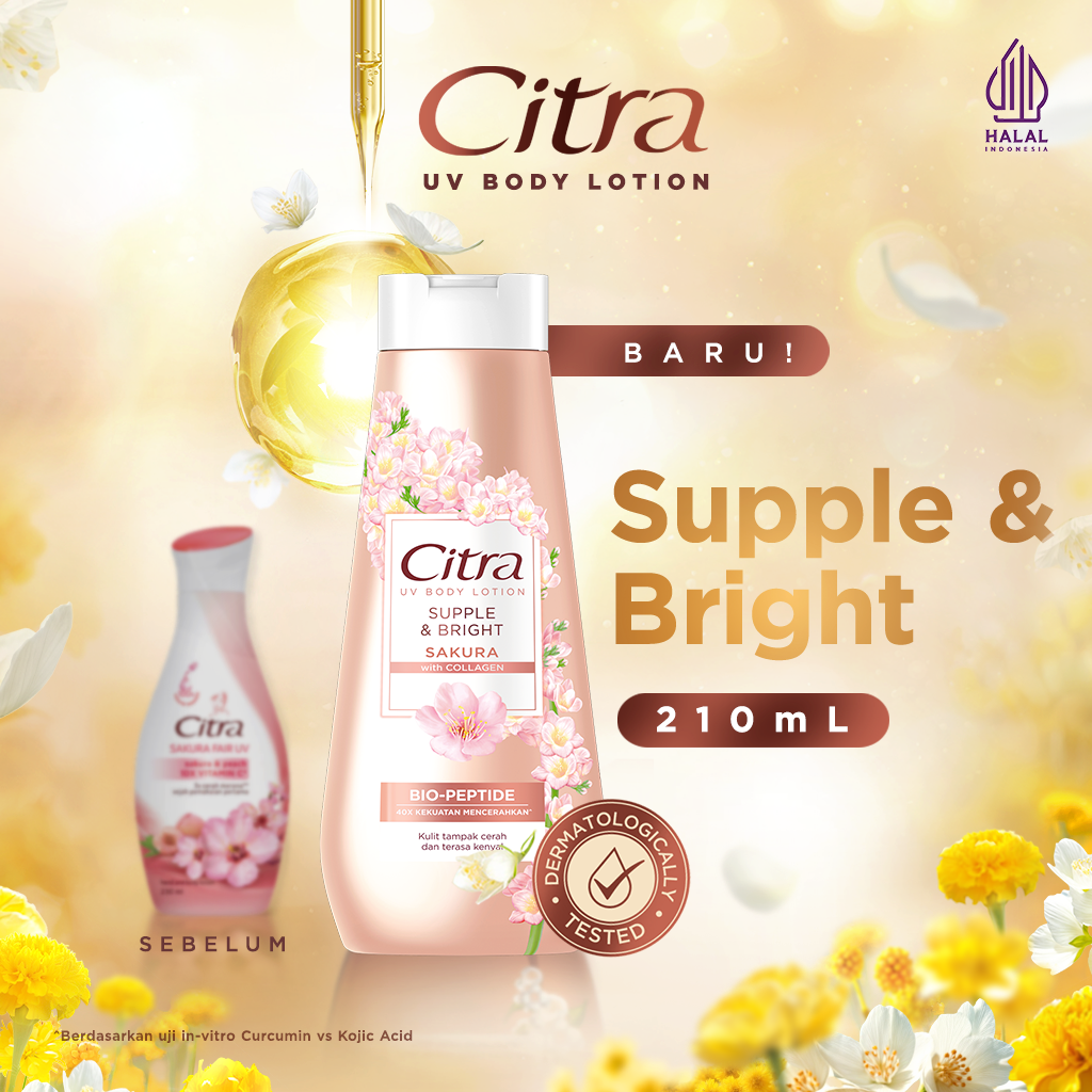 Citra UV Body Lotion Supple & Bright Sakura 210ML - Mencerahkan dan Kenyal