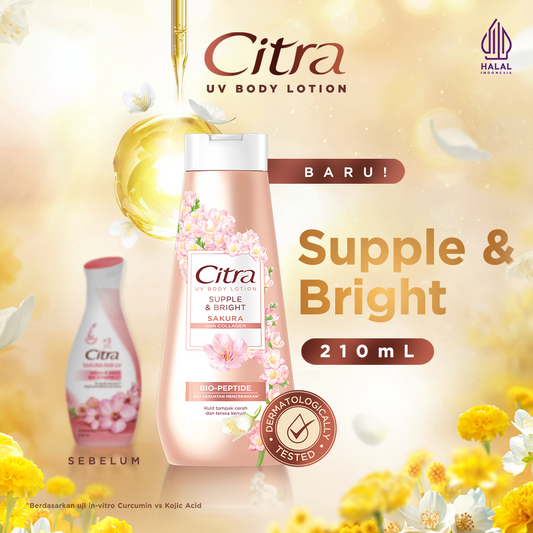Citra UV Body Lotion Supple & Bright Sakura 210ML - Mencerahkan dan Kenyal