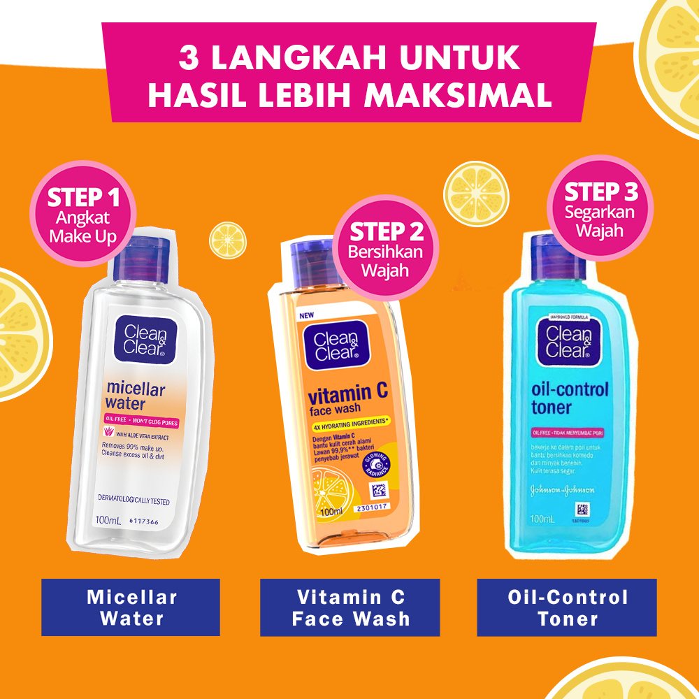 CLEAN & CLEAR Vitamin C Face Wash 100ml - Sabun Cuci Muka untuk Mencerahkan