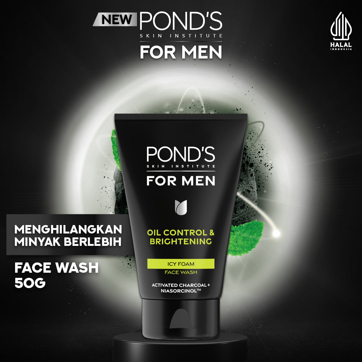 POND’S Skin Institute for Men Oil Control & Brightening ICY FOAM 50g- FACIAL WASH Pria Melawan Jerawat dan Mengontrol Minyak Berlebih