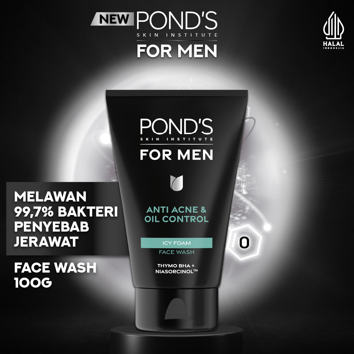 POND’S Skin Institute for Men Anti Acne & Oil Control ICY FOAM 100g - FACIAL WASH Pria Melawan Jerawat & Minyak Berlebih