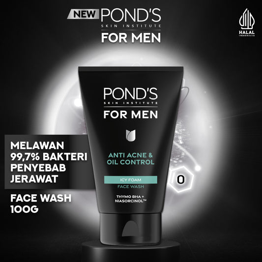 POND’S Skin Institute for Men Anti Acne & Oil Control ICY FOAM 100g - FACIAL WASH Pria Melawan Jerawat & Minyak Berlebih