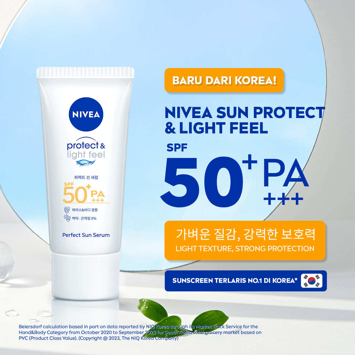 NIVEA SUN Sunscreen Face Serum Protect & Light Feel SPF50+ PA+++ 90ml - Sunscreen wajah serum sunblock korea sunranghaeyo cocok untuk kulit sensitif SPF UV harian lightweight gel tekstur ringan cepat meresap tidak lengket no whitecast - No 1 Korea