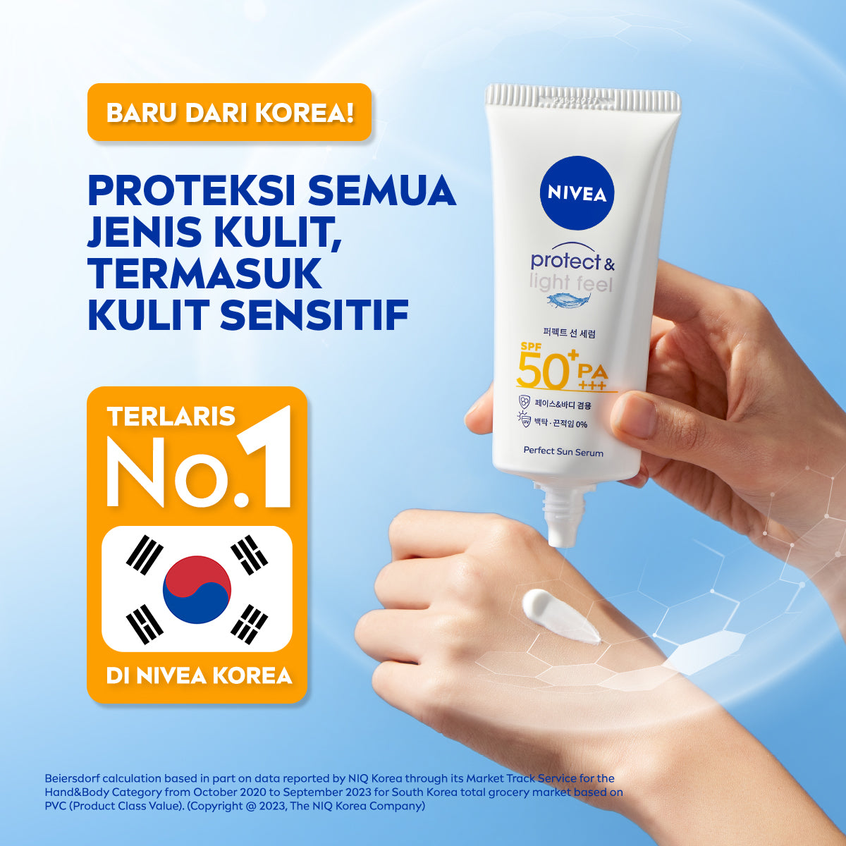 NIVEA SUN Sunscreen Face Serum Protect & Light Feel SPF50+ PA+++ 90ml - Sunscreen wajah serum sunblock korea sunranghaeyo cocok untuk kulit sensitif SPF UV harian lightweight gel tekstur ringan cepat meresap tidak lengket no whitecast - No 1 Korea