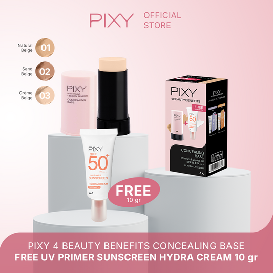 Special Package PIXY 4 Beauty Benefits Concealing Base FREE UV Primer Sunscreen Hydra Cream 10gr