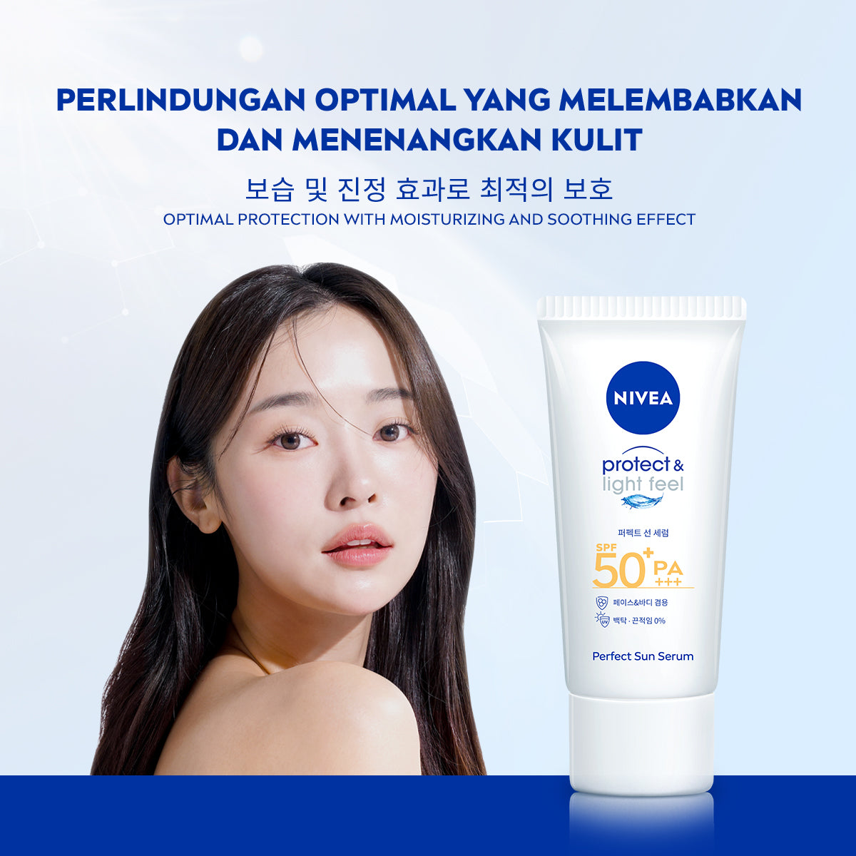 NIVEA SUN Sunscreen Face Serum Protect & Light Feel SPF50+ PA+++ 90ml - Sunscreen wajah serum sunblock korea sunranghaeyo cocok untuk kulit sensitif SPF UV harian lightweight gel tekstur ringan cepat meresap tidak lengket no whitecast - No 1 Korea