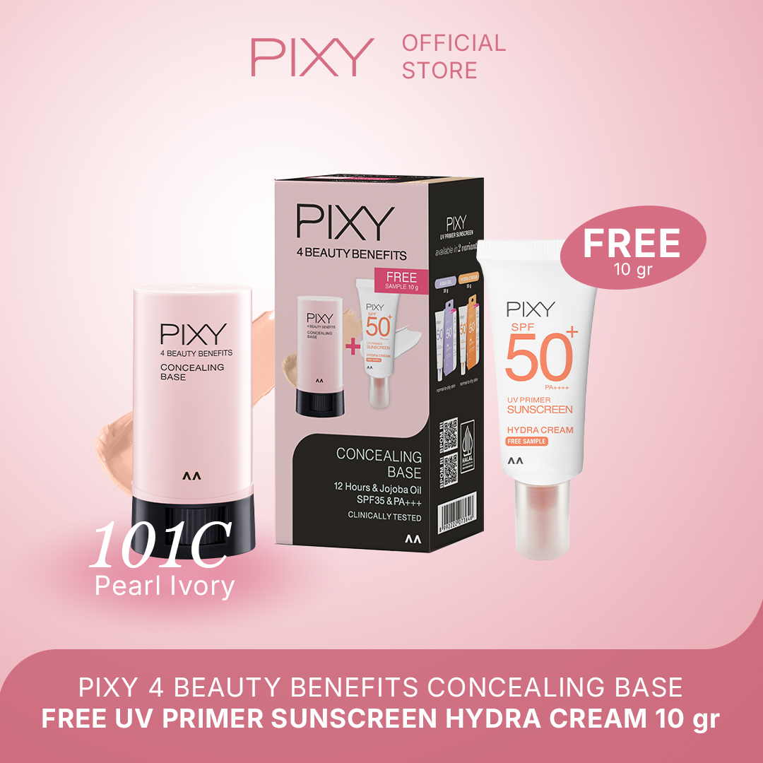 Special Package PIXY 4 Beauty Benefits Concealing Base FREE UV Primer Sunscreen Hydra Cream 10gr