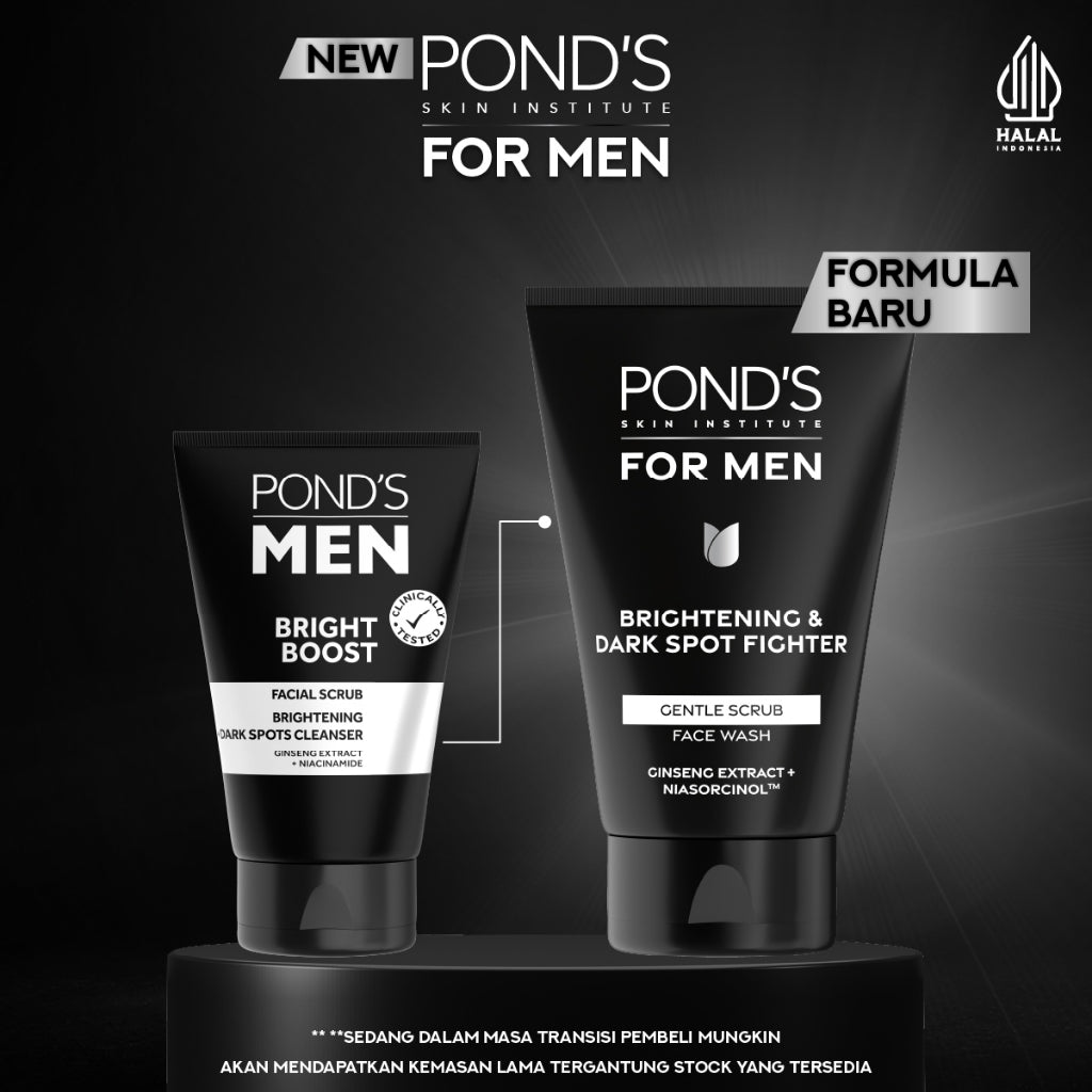 POND’S Skin Institute for Men Brightening & Dark Spot Fighter FACE SCRUB 100g- FACIAL SCRUB Pria Mencerahkan